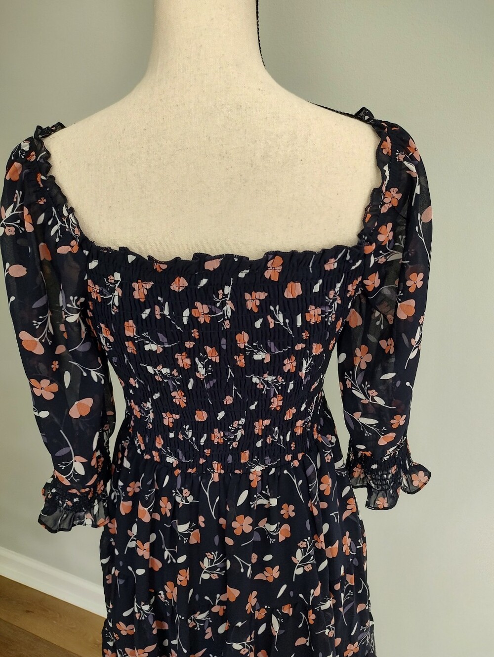 Baltic Born Azlyn Navy Pink Floral Smocked Short Floaty Dress M NWT - Picture 6 of 13